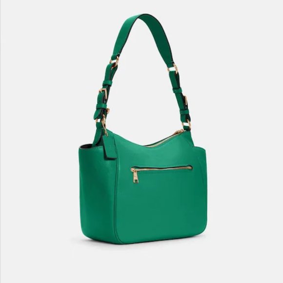 Coach Vibrant Green Shoulder Bag with Gold Details - Picture 2 of 6